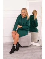 Šaty s kapucňou a bočným rázporkom tmavo zelené