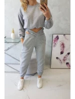 Zateplená súprava s krátkou mikinou šedá