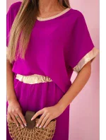 Viskózová súprava so zlatým lemovaním tmavo fialová