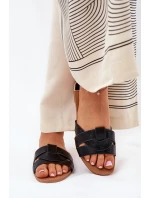 Płaskie Klapki Damskie Z Przeplatającymi Się Paskami Czarne Selaenor