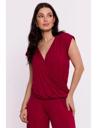 B288 Viskózový zavinovací top s výstrihom do V - bordový B288 Viskózový zavinovací top s výstrihom do V - bordový