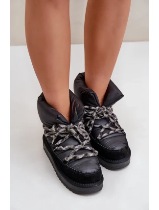 Dámske semišové snežnice s hrubým šnurovaním D.Franklin DFSH375003 Black Dámske semišové snežnice s hrubým šnurovaním D.Franklin DFSH375003 Black