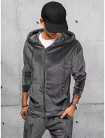 Pánska sivá velúrová mikina FashionStreet BX5540 Pánska sivá velúrová mikina FashionStreet BX5540