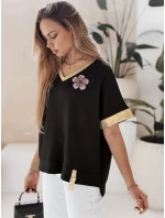 Dámska oversize blúzka SHINE LOVE black FashionStreet RY2912 Dámska oversize blúzka SHINE LOVE black FashionStreet RY2912