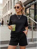 Dámsky viskózový set s motýľom a šortkami čierny FashionStreet AY1183