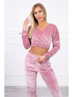 Velúrová súprava s nápisom Queen dark powder pink