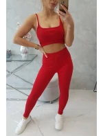 Súprava s blúzkou s rebrovaním červená