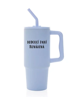 Personalizovaná nerezová termoska s farebným viečkom – budúca pani