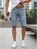 Pánske džínsové šortky s opaskom modré FashionStreet SX2576