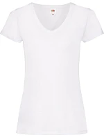 Fruit of the Loom Lady-Fit Valueweight V-Neck T Dámske tričko s výstrihom do V 16.1398 biele
