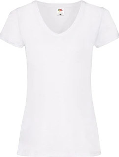 Fruit of the Loom Lady-Fit Valueweight V-Neck T Dámske tričko s výstrihom do V 16.1398 biele
