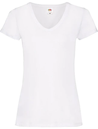 Fruit of the Loom Lady-Fit Valueweight V-Neck T Dámske tričko s výstrihom do V 16.1398 biele