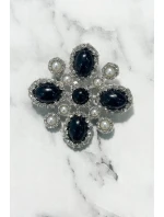 Brošňa Kvetina 2 strieborná + čierna Brošňa Kvetina 2 strieborná + čierna