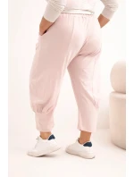 Dámske plus veľkosť nohavice s nízkym sedom a elastickým pásom Dark Powder Pink