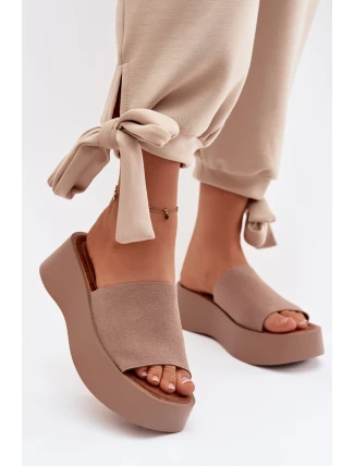 Dámské sandály na platformě tmavě béžové Liorisse