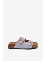 Dámské pantofle se zlatými sponami a knoflíky Modré Tervina