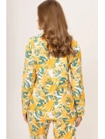 Dámske pyžamo 175/106 žlté vzor listy - Karol Dámske pyžamo 175/106 žlté vzor listy - Karol