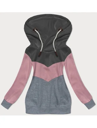 Dámska trojfarebná mikina graphite pink-grey (2303) Dámska trojfarebná mikina graphite pink-grey (2303)