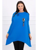 Oversize blúzka s asymetrickými bokmi nevädze modrá Oversize blúzka s asymetrickými bokmi nevädze modrá