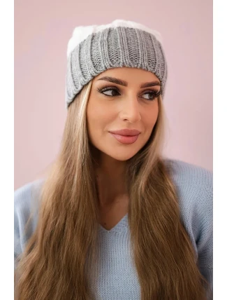 Paris fleecová čiapka K212 biela+sivá