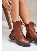 Ocieplane Botki Workery Na Zamek Brązowe Leairae