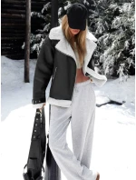 Dámska čierna bunda z ovčej kože ramones FashionStreet TY5237z Dámska čierna bunda z ovčej kože ramones FashionStreet TY5237z