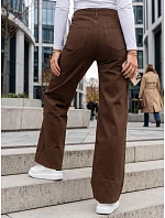 Dámske džínsy so širokými nohavicami a vysokým pásom, hnedé, FashionStreet UY3091 Dámske džínsy so širokými nohavicami a vysokým pásom, hnedé, FashionStreet UY3091