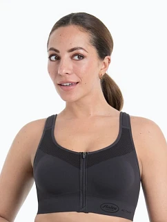 Športový top EasyMove Zip tvarovaný, predné zapínanie 5511 carbon grey - Active