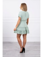 Šaty s obálkovým výstrihom tmavo mätovej farby