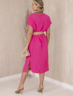 Šaty s ozdobným opaskom ružové