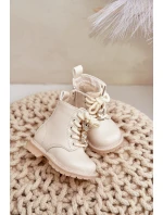 Ocieplane Botki Dziecięce Z Misiem Na Zamek Beżowe Enchanta