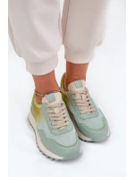 Skórzane Buty Sportowe Z Siateczką Damskie Vinceza 66775 Zielone