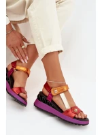 Kožené dámské sandály na platformě D&A CR61-3078 Multikolor