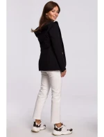 B180 Blejzer s kapucňou z bavlneného úpletu - čierny