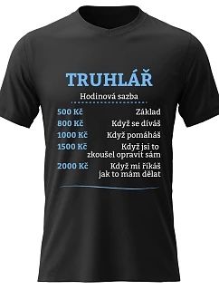Pánske bavlnené tričko s potlačou - HOURLY BUNDLE - TRUHLÁŘ - čierna