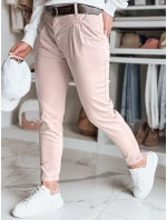 Dámske nohavice chinos s opaskom MODELA ružová FashionStreet UY2569 Dámske nohavice chinos s opaskom MODELA ružová FashionStreet UY2569