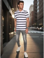 Pánska pruhovaná polokošeľa biela FashionStreet PX0645