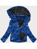 Modro-čierna dámska bunda s farebnou kapucňou (BH2005)