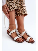 Sandały Damskie Płaskie Z Ozdobami Sergio Leone SK072H Białe