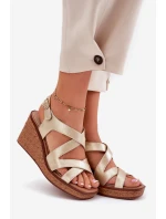 Sandały Damskie Na Koturnie Sergio Leone SK223 Złote