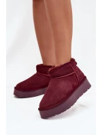Modne Zamszowe Niskie Śniegowce Bordowe Nucca