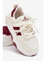 Sneakersy Dziecięce Na Platformie Beżowo-Bordowe Grellio