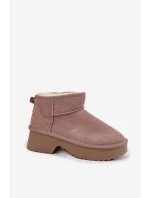 Śniegowce Damskie Z Naturalnego Zamszu Ocieplane Futerkiem Khaki Milora