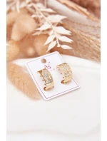 Dámské náušnice z chirurgické oceli s čiróny zlaté