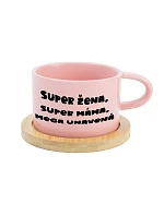 SUPER ŽENA, SUPER MAMA, MEGA UTRPENÁ - ružový hrnček s makrónkou 200 ml SUPER ŽENA, SUPER MAMA, MEGA UTRPENÁ - ružový hrnček s makrónkou 200 ml