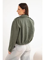 Dámska semišová viskózová bunda s asymetrickým zipsom v khaki farbe Dámska semišová viskózová bunda s asymetrickým zipsom v khaki farbe