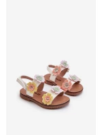 Sandałki Dziecięce Ozdobione Kwiatkami Multikolor Tinette