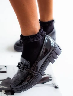 Skarpetki Damskie Bawełniane Z Koronką Czarne