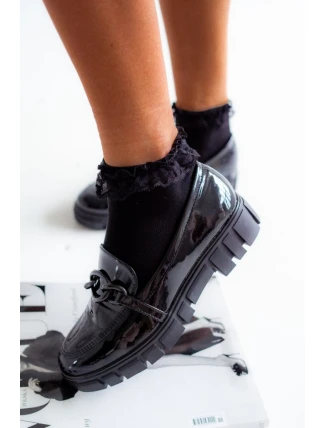 Skarpetki Damskie Bawełniane Z Koronką Czarne