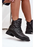 Botki Damskie Z Naturalnej Skóry Ocieplane Artiker 57C1006 Czarne